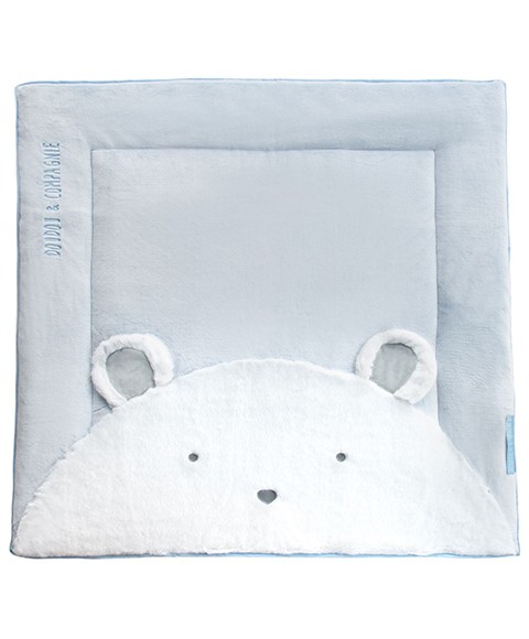 tapis carré bleu avec motif ours