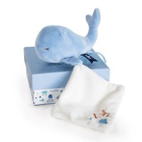 Baleine doudou bebe bleue - 15 cm
