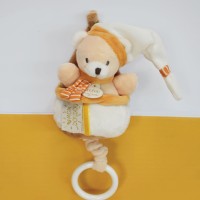 Peluche musicale ours beige et miel - 20 cm