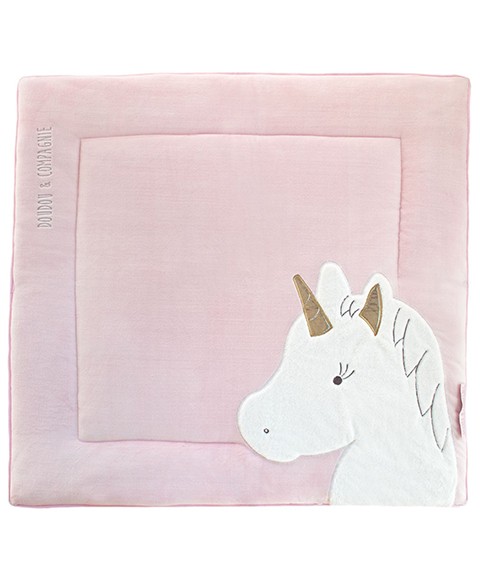 DC3318-Tapis de Parc Licorne rose - 100 x 100 cm